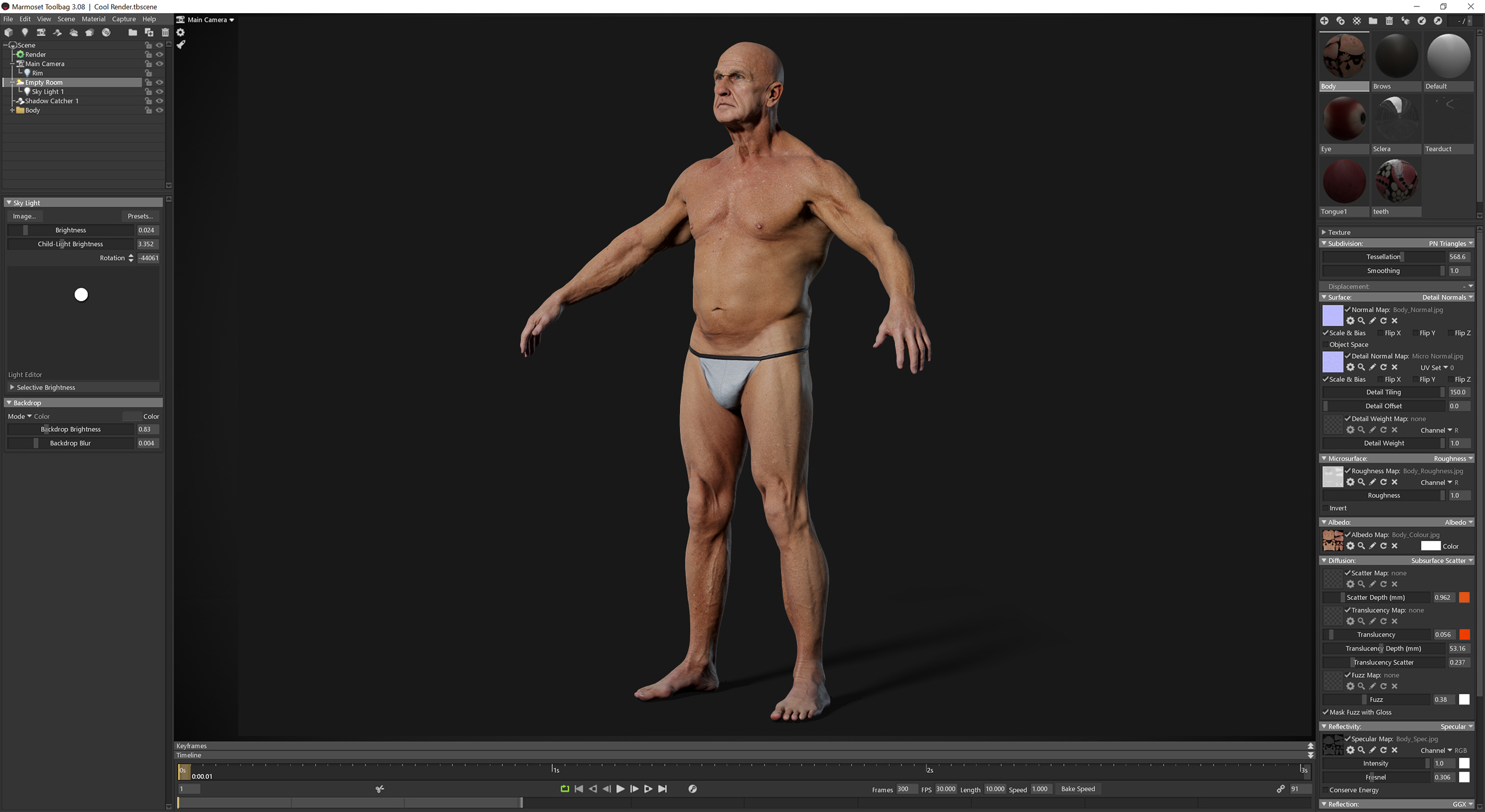 Marmoset screen shot of muscular aged male